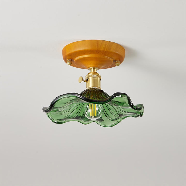 Aura Plafonnier Vintage Abat-jour Verre Laiton - Neutralighting