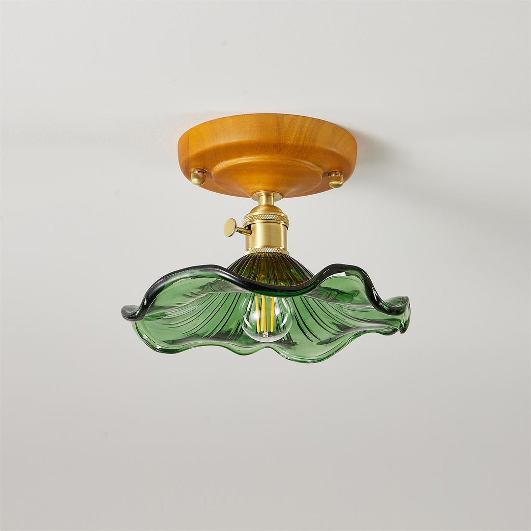 Aura Plafonnier Vintage Abat-jour Verre Laiton - Neutralighting
