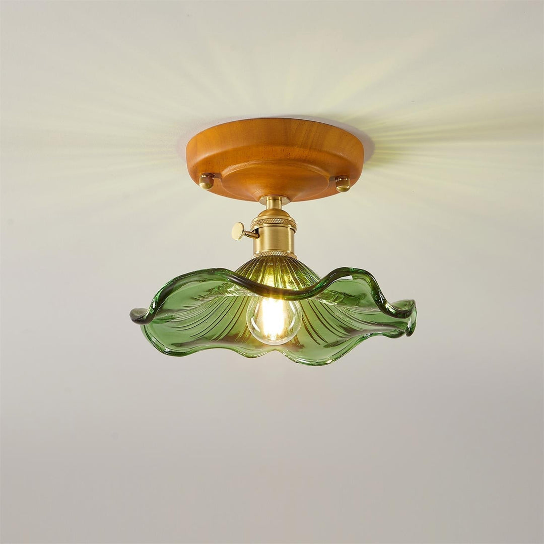 Aura Plafonnier Vintage Abat-jour Verre Laiton - Neutralighting