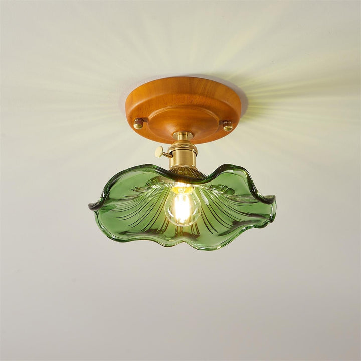 Aura Plafonnier Vintage Abat-jour Verre Laiton - Neutralighting