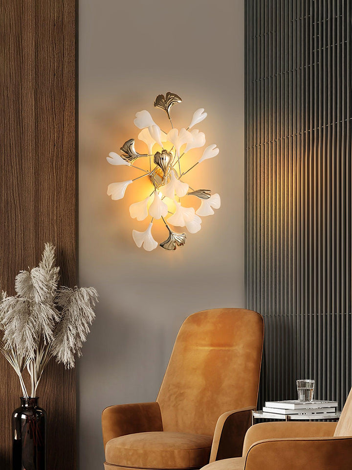 Gingko Applique Murale Abat-jours en Céramique Pétales Or Art Nouveau - Neutralighting