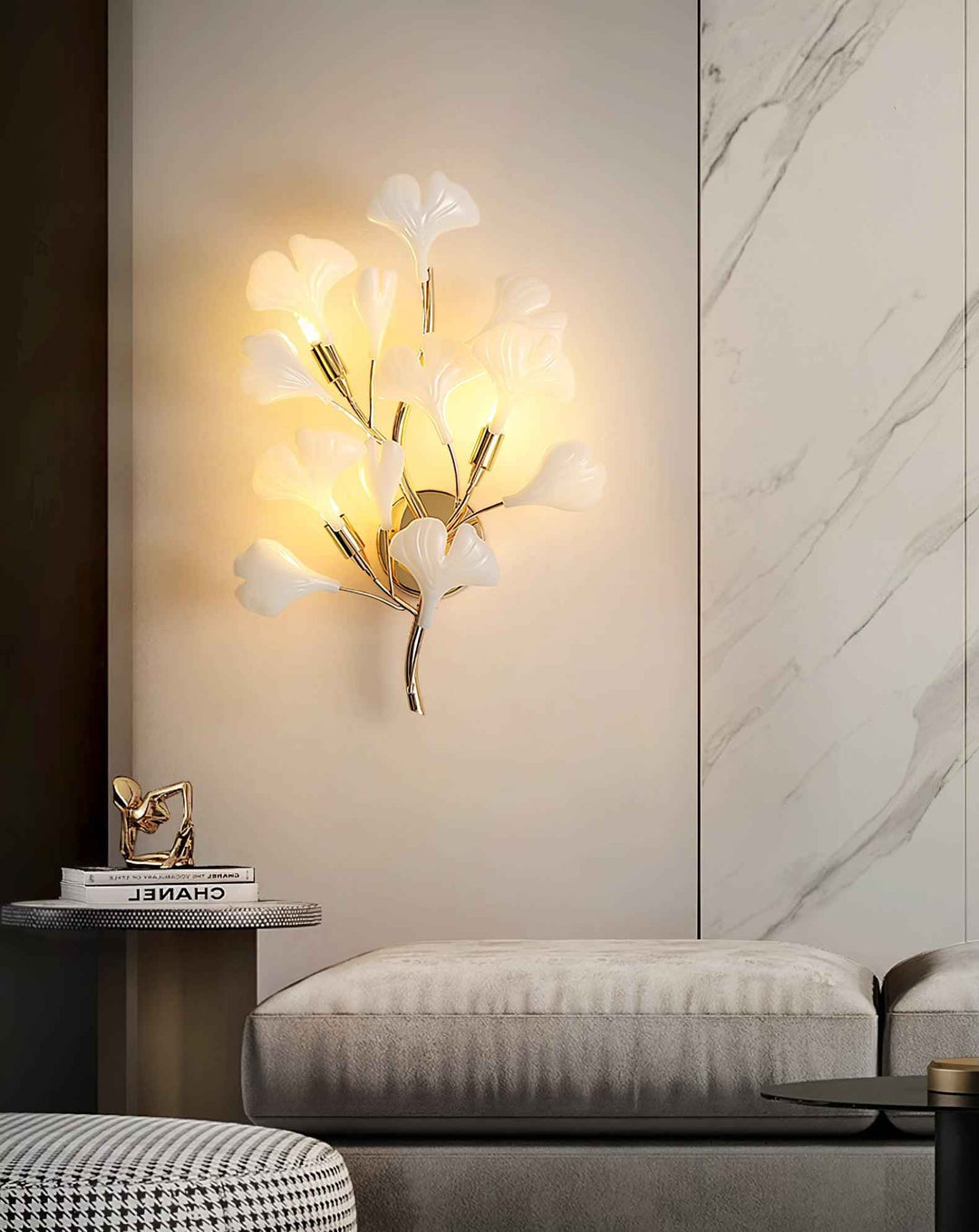 Gingko Métal 35cm Blanc LED 5W
