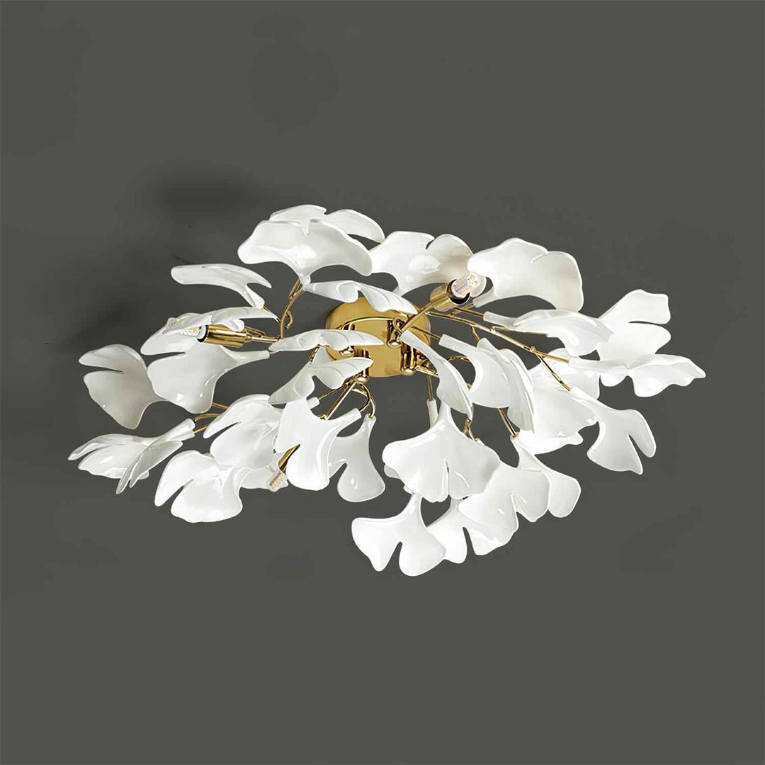 Ginkgo Plafonnier en Verre avec Finition Dorée - Neutralighting