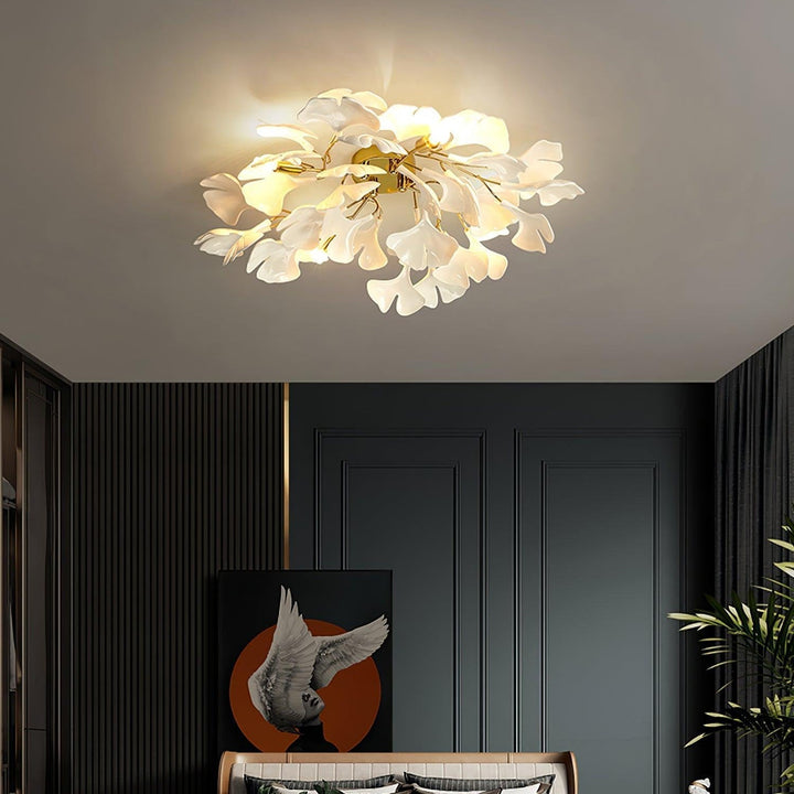 Ginkgo Plafonnier en Verre avec Finition Dorée - Neutralighting
