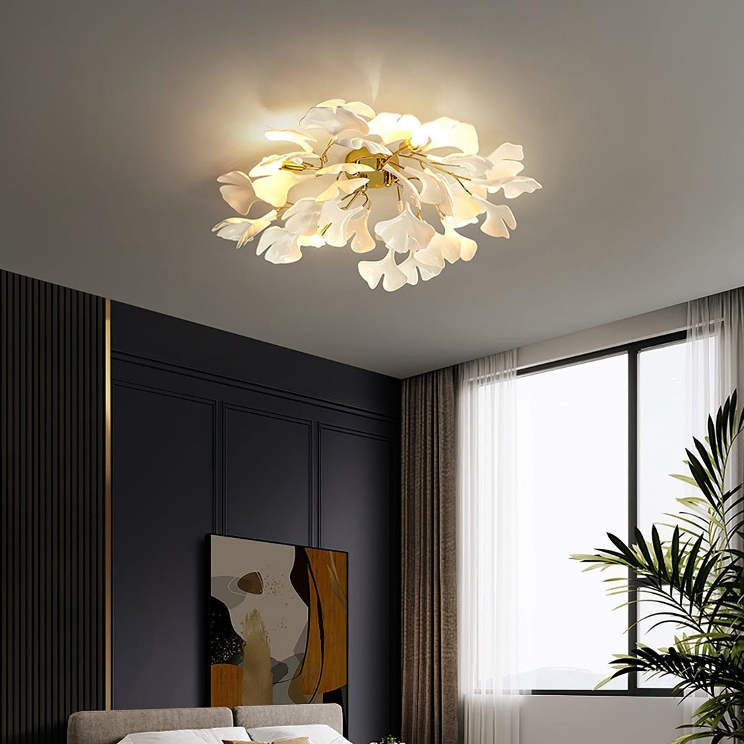Ginkgo Plafonnier en Verre avec Finition Dorée - Neutralighting