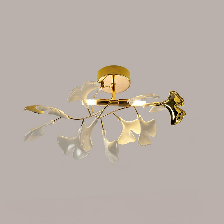 Solara Plafonnier Feuilles de Gingko avec Branches en Laiton - Neutralighting