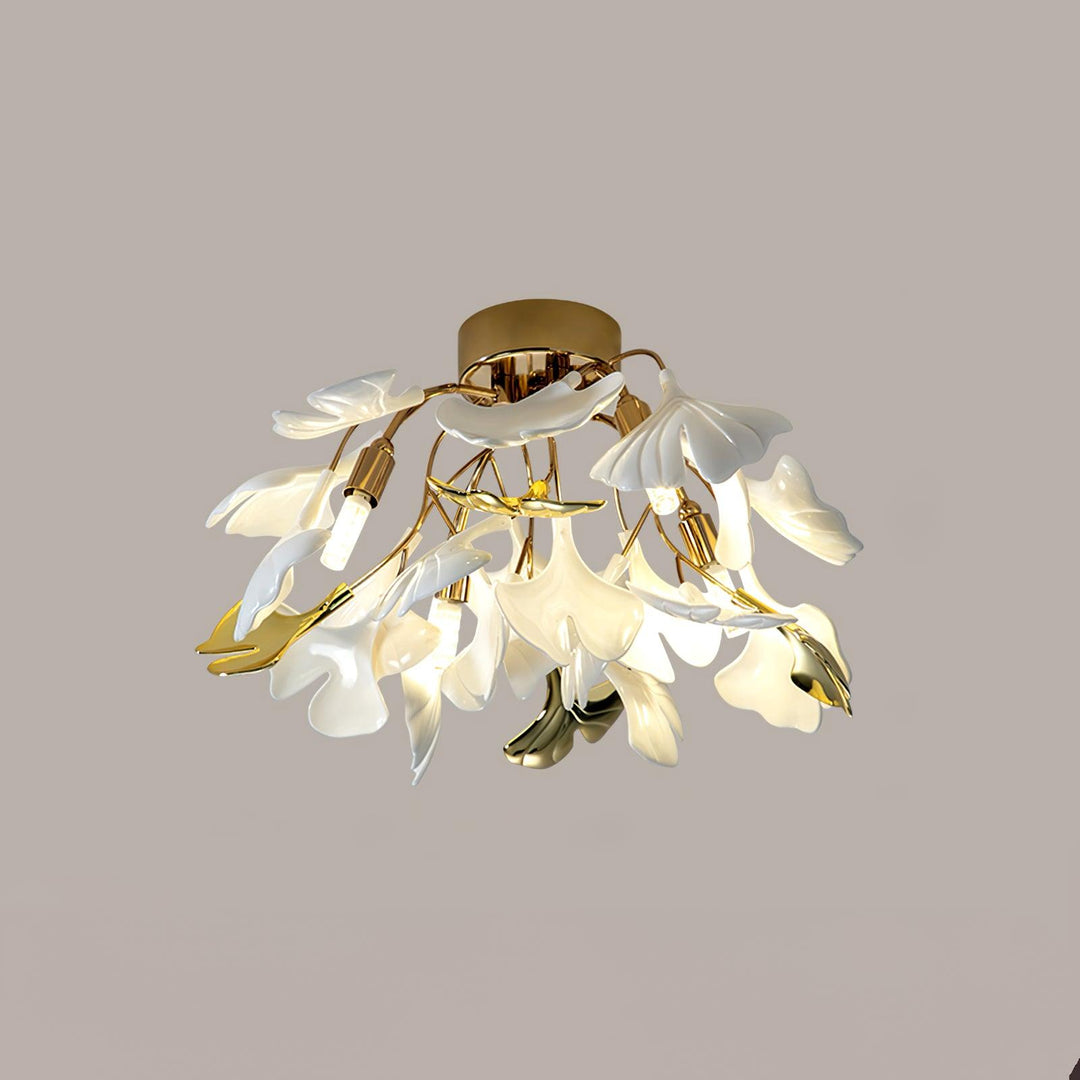 Solara Plafonnier Feuilles de Gingko avec Branches en Laiton - Neutralighting
