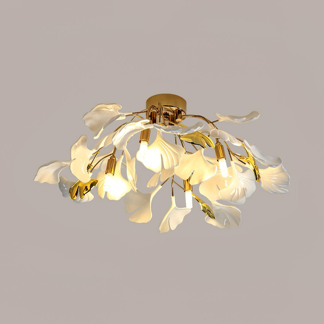 Solara Plafonnier Feuilles de Gingko avec Branches en Laiton - Neutralighting