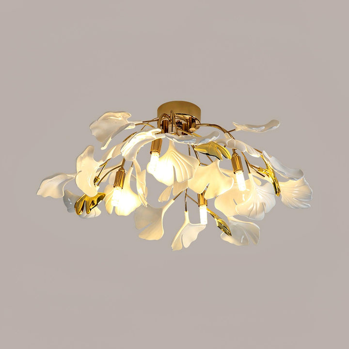 Solara Plafonnier Feuilles de Gingko avec Branches en Laiton - Neutralighting