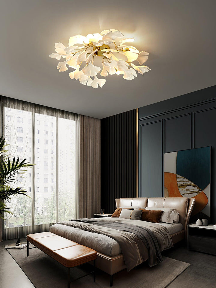 Solara Plafonnier Feuilles de Gingko avec Branches en Laiton - Neutralighting