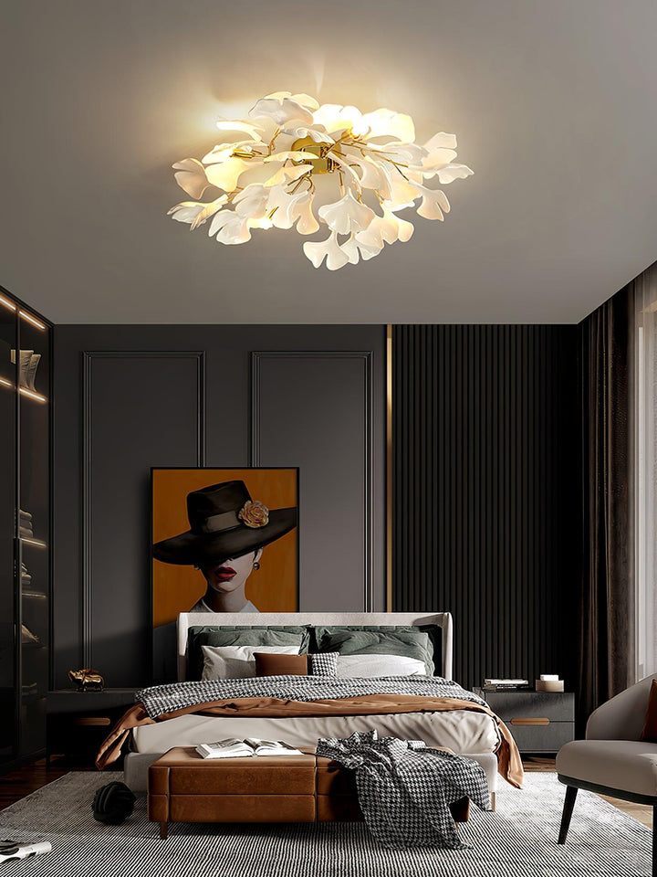 Solara Plafonnier Feuilles de Gingko avec Branches en Laiton - Neutralighting
