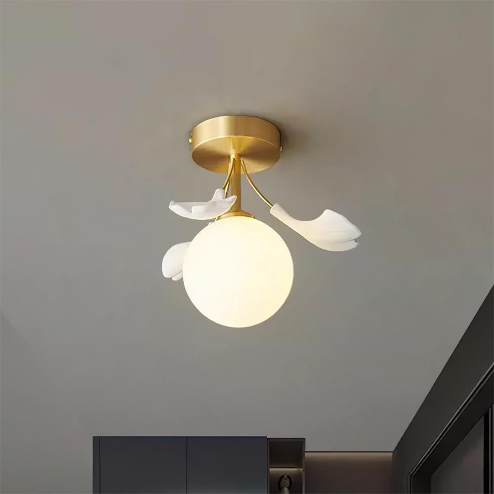 Ginkgo Rosalia Plafonnier Feuille Pétale Laiton Moderne - Neutralighting