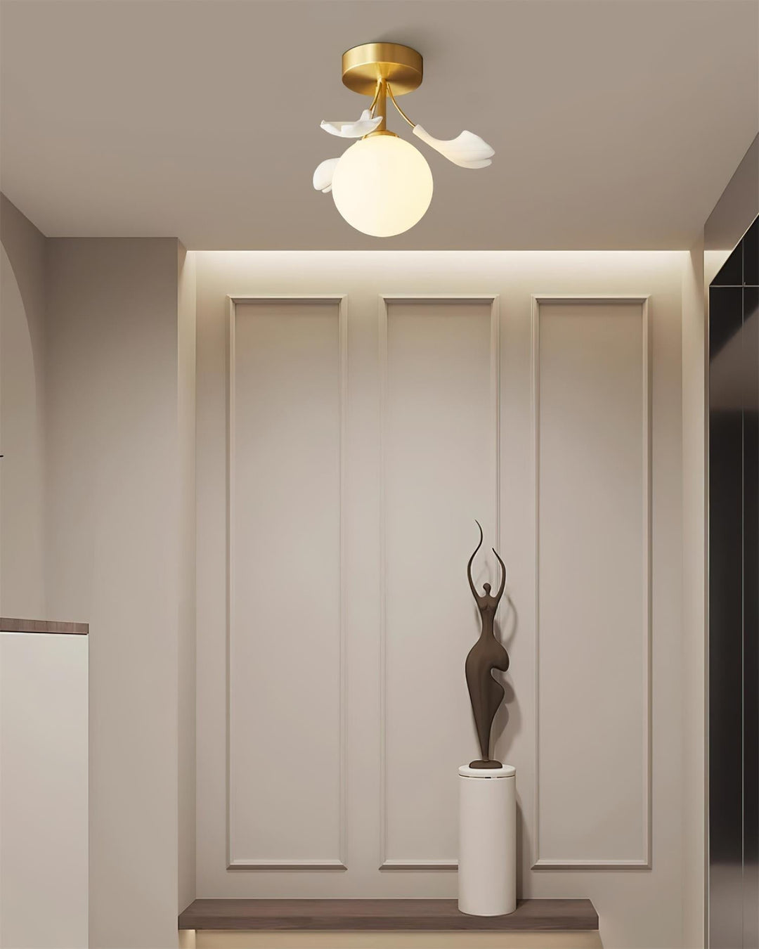Ginkgo Lustre Plafonnier Rosalia Feuille de Ginkgo Base Dorée - Neutralighting
