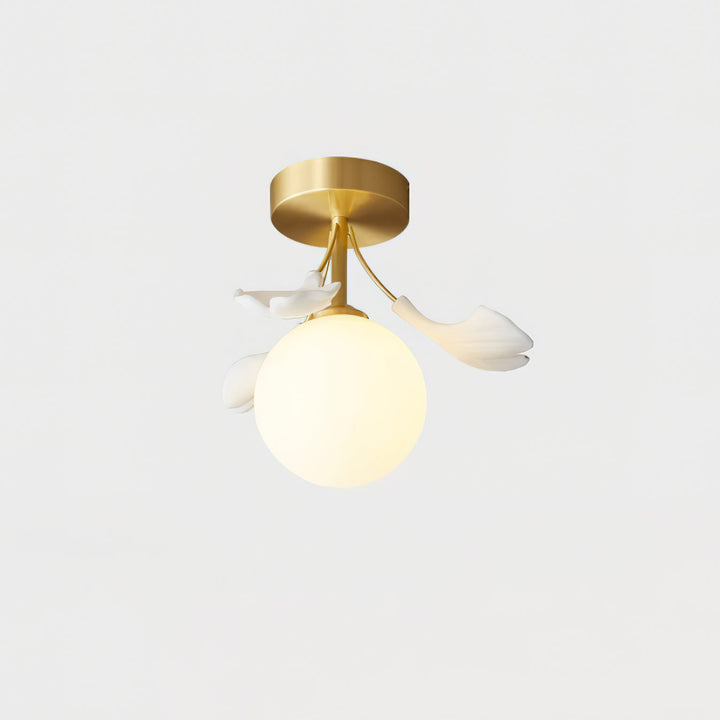 Ginkgo Lustre Plafonnier Rosalia Feuille de Ginkgo Base Dorée - Neutralighting
