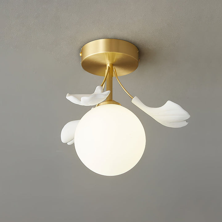 Ginkgo Rosalia Plafonnier Feuille Pétale Laiton Moderne - Neutralighting