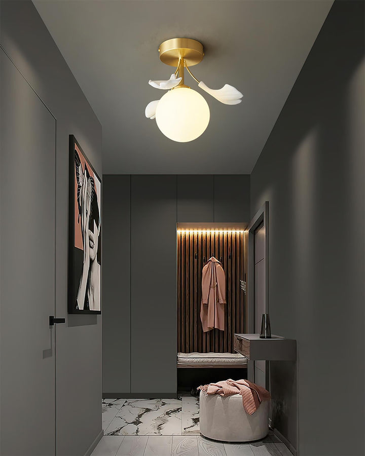 Ginkgo Lustre Plafonnier Rosalia Feuille de Ginkgo Base Dorée - Neutralighting