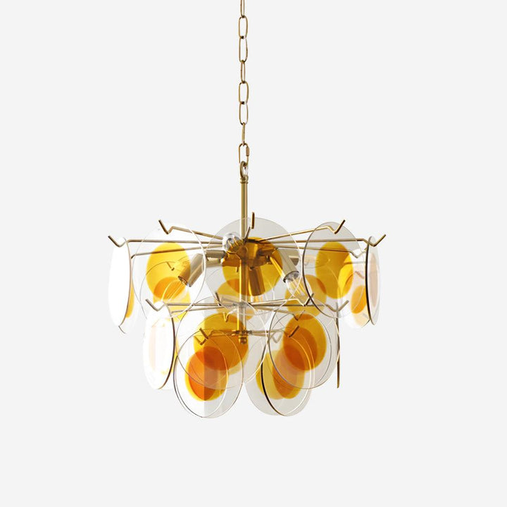 Gino Lustra Lustre Verre Laiton Caramel Moderne - Neutralighting