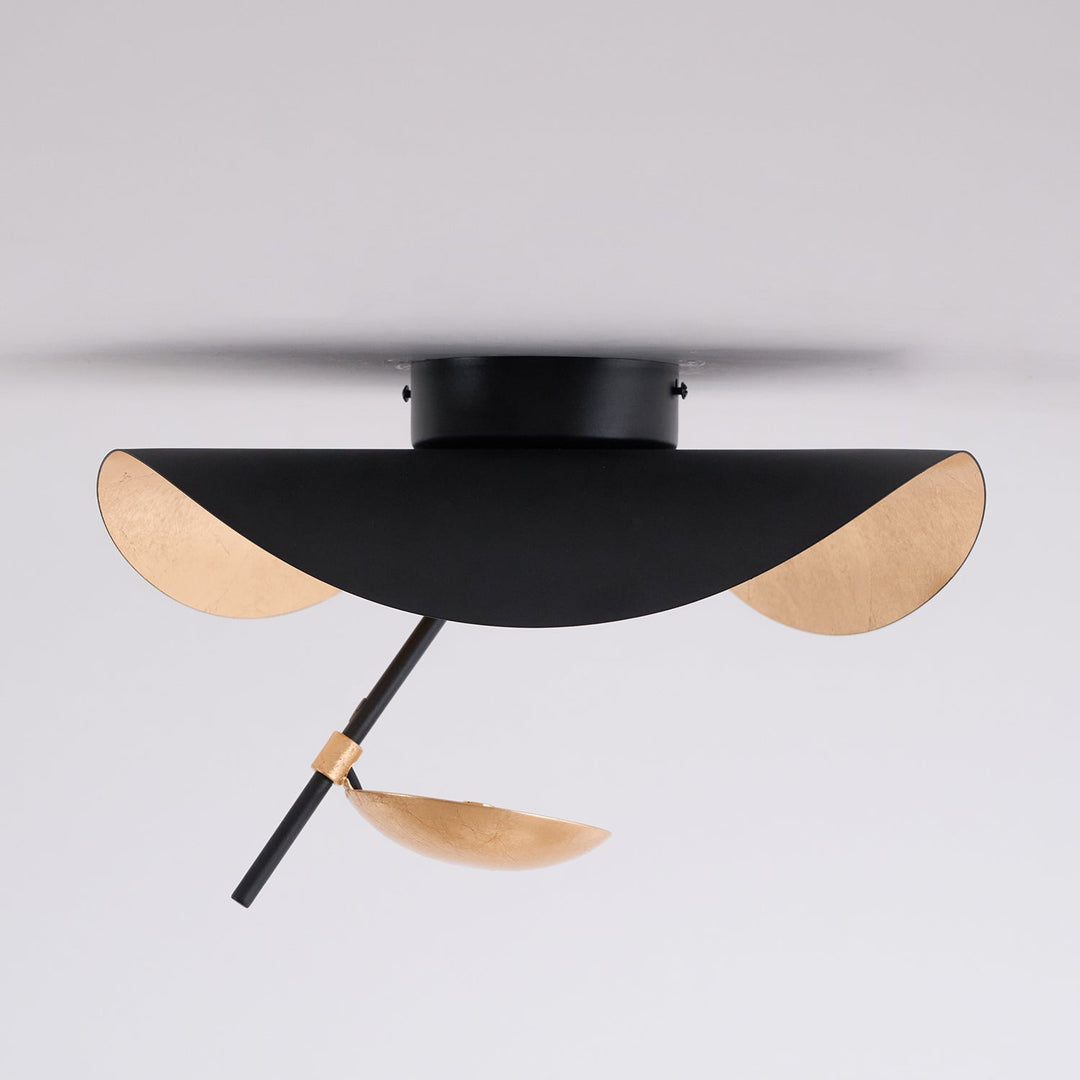 Solara Plafonnier Abat-jour Courbé et Intérieur Doré - Neutralighting