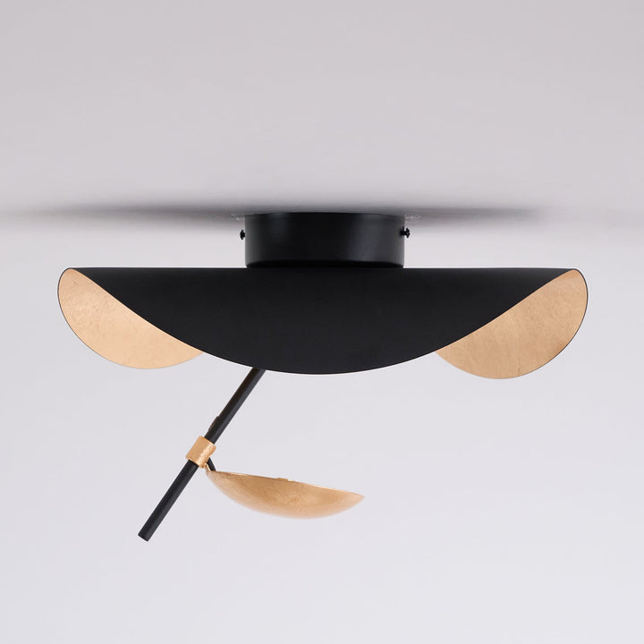 Solara Plafonnier Abat-jour Courbé et Intérieur Doré - Neutralighting