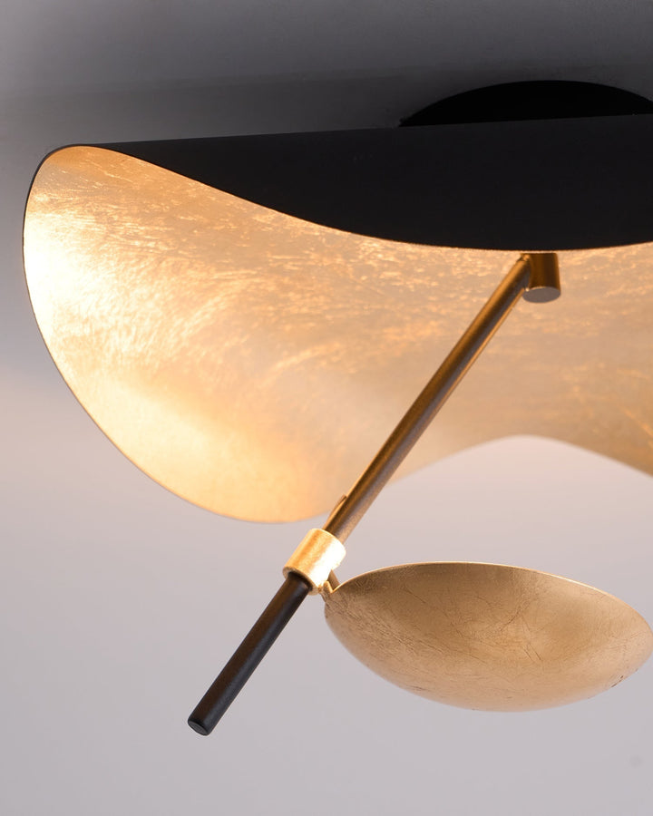 Solara Plafonnier Abat-jour Courbé et Intérieur Doré - Neutralighting