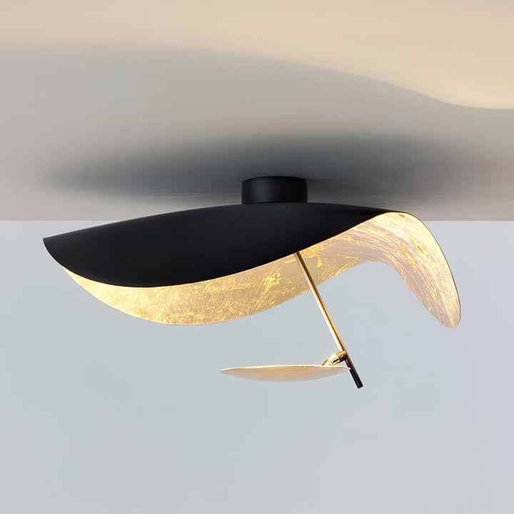 Solara Plafonnier Abat-jour Courbé et Intérieur Doré - Neutralighting
