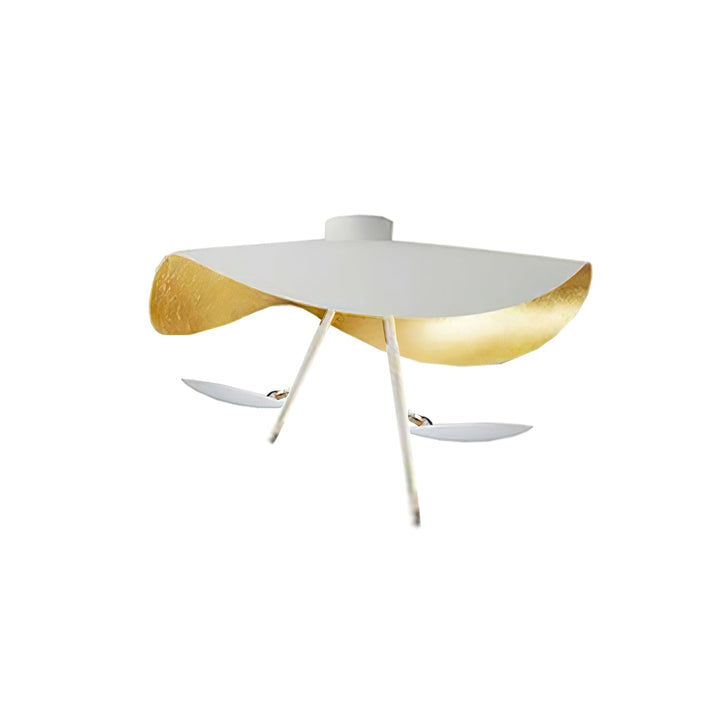 Solara Plafonnier Abat-jour Courbé et Intérieur Doré - Neutralighting