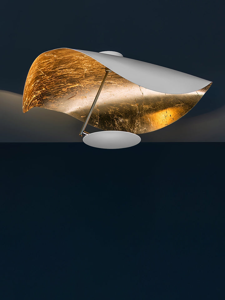 Solara Plafonnier Abat-jour Courbé et Intérieur Doré - Neutralighting