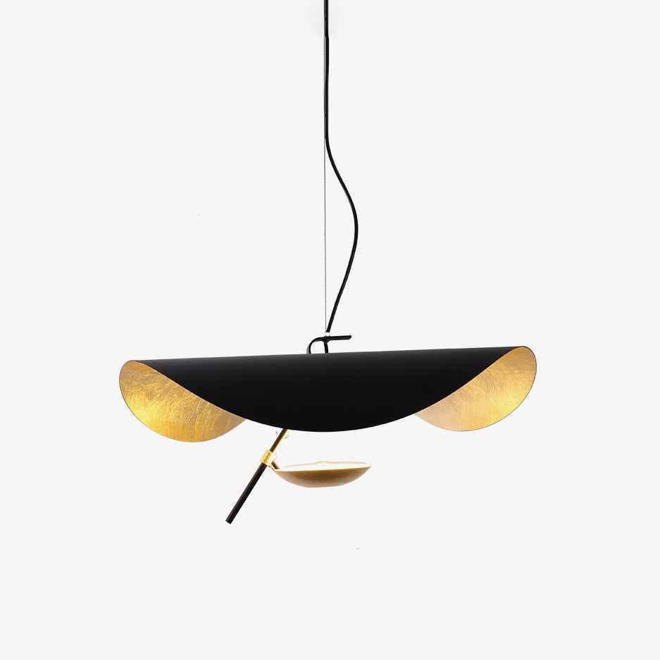 Lustra Suspension Lampe Abat-jour Courbé Noir et Or - Neutralighting