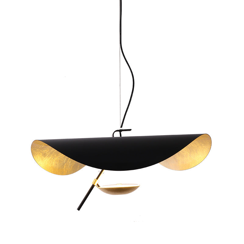 Lustra Suspension Lampe Abat-jour Courbé Noir et Or - Neutralighting