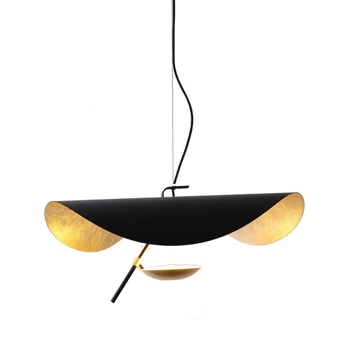 Lustra Suspension Lampe Abat-jour Courbé Noir et Or - Neutralighting