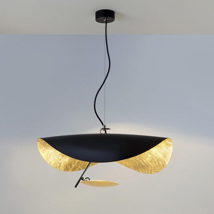 Lustra Suspension Lampe Abat-jour Courbé Noir et Or - Neutralighting