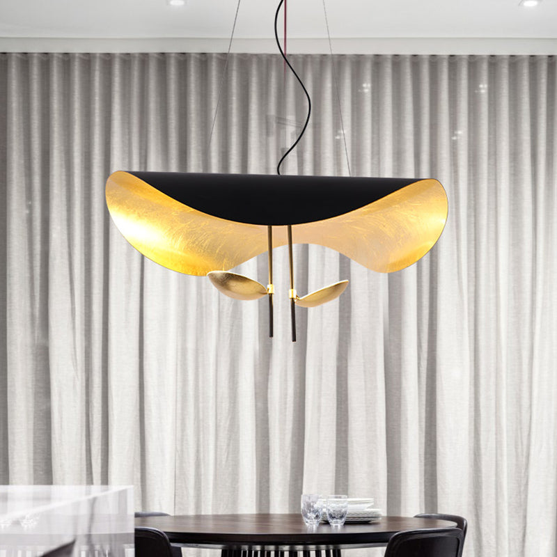 Lustra Suspension Lampe Abat-jour Courbé Noir et Or - Neutralighting