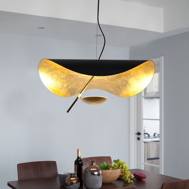 Lustra Suspension Lampe Abat-jour Courbé Noir et Or - Neutralighting