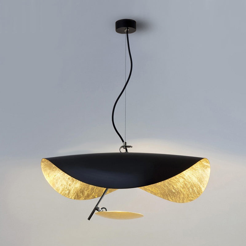 Lustra Suspension Lampe Abat-jour Courbé Noir et Or - Neutralighting