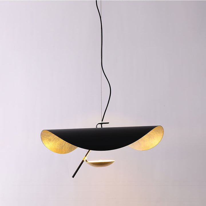 Lustra Suspension Lampe Abat-jour Courbé Noir et Or - Neutralighting