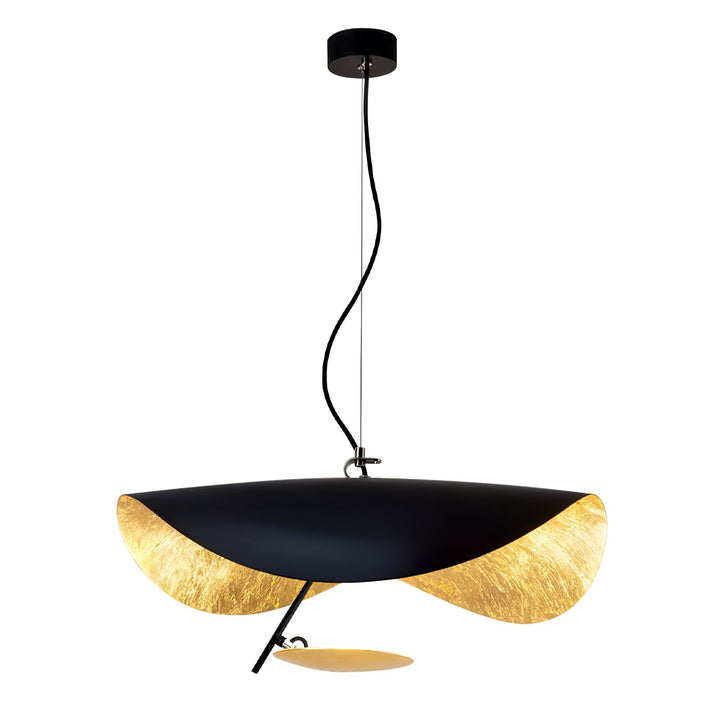 Lustra Suspension Lampe Abat-jour Courbé Noir et Or - Neutralighting