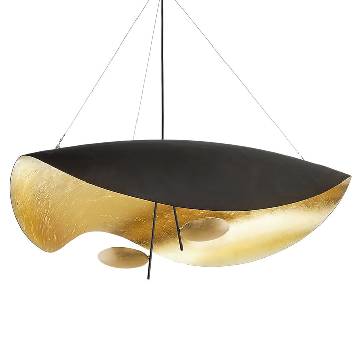 Lustra Suspension Lampe Abat-jour Courbé Noir et Or - Neutralighting