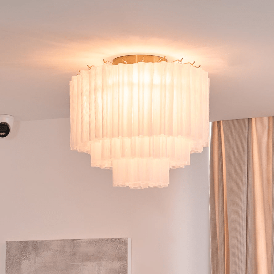 Aurora Plafonnier Blanc Murano Verre Superposé Élégant Moderne - Neutralighting