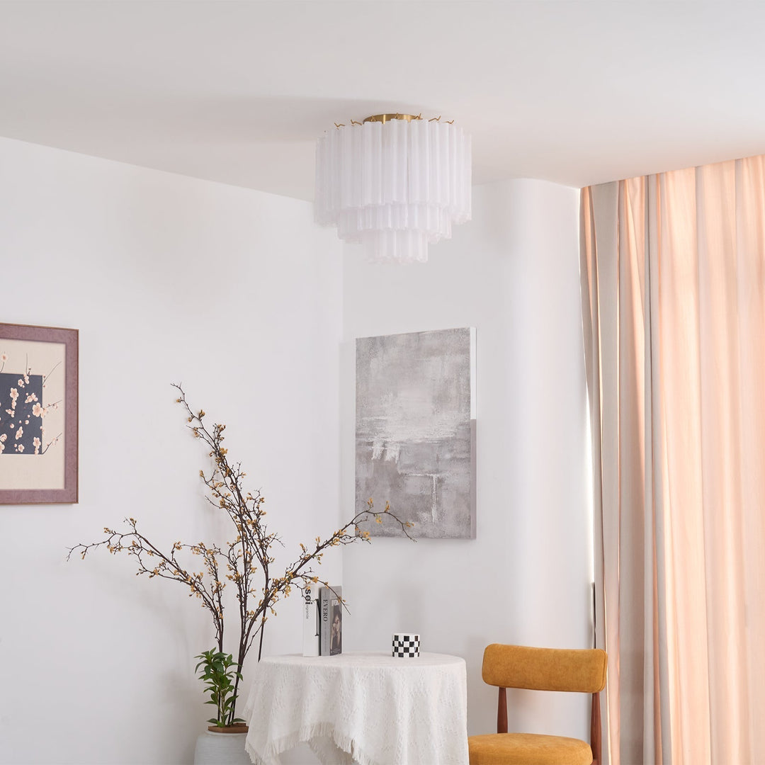 Aurora Plafonnier Blanc Murano Verre Superposé Élégant Moderne - Neutralighting