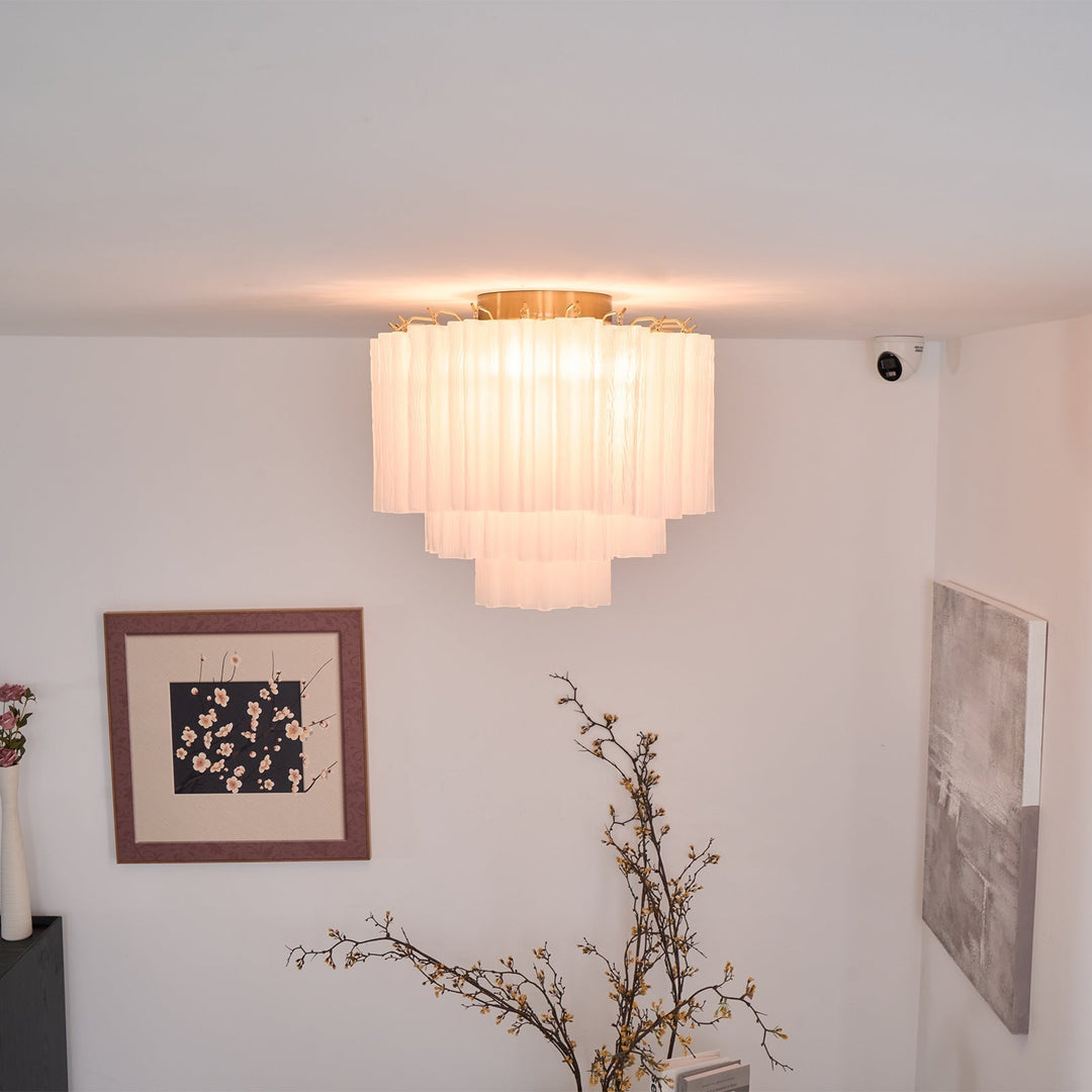 Aurora Plafonnier Blanc Murano Verre Superposé Élégant Moderne - Neutralighting