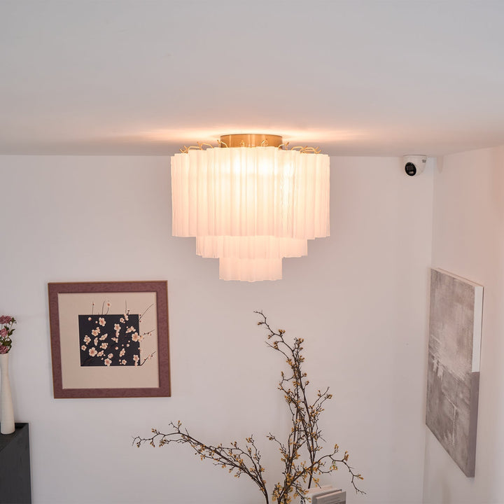 Aurora Plafonnier Blanc Murano Verre Superposé Élégant Moderne - Neutralighting