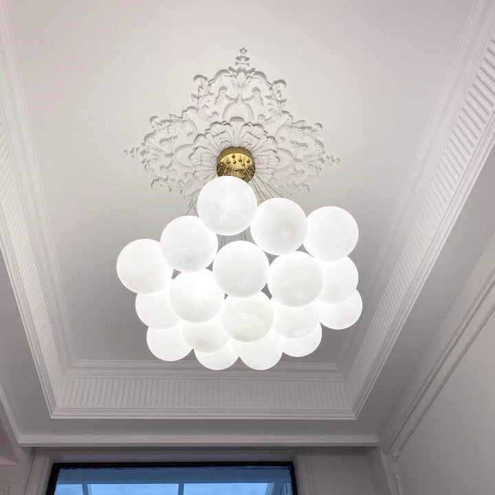 Lustra Chandelier en Verre avec Guirlande en Verre Dépoli - Neutralighting