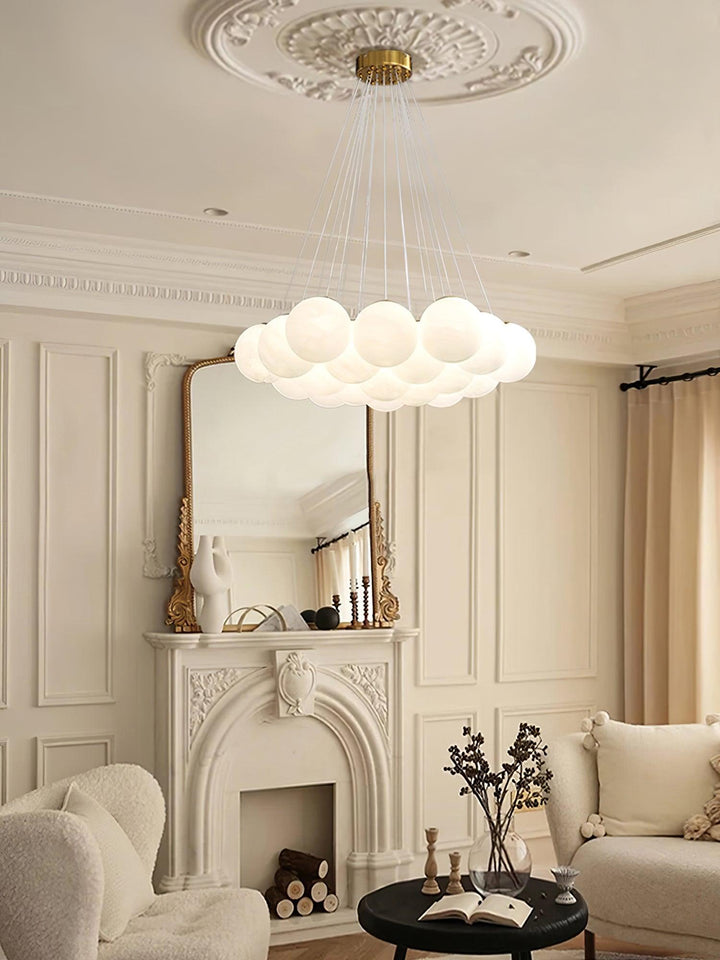Lustra Chandelier en Verre avec Guirlande en Verre Dépoli - Neutralighting