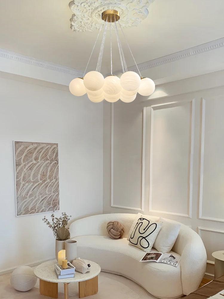 Lustra Chandelier en Verre avec Guirlande en Verre Dépoli - Neutralighting