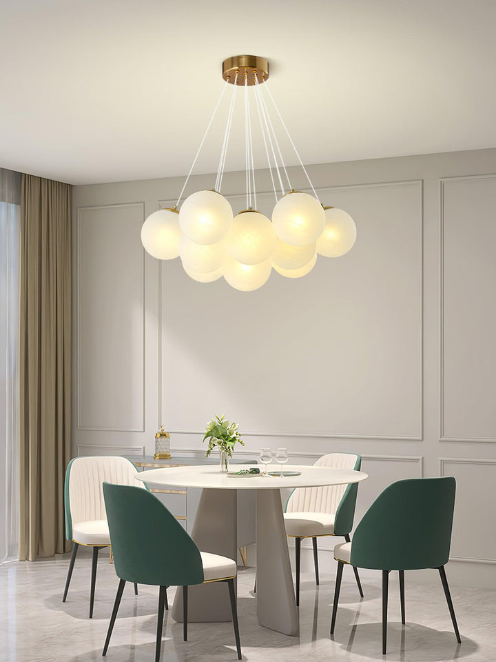 Lustra Chandelier en Verre avec Guirlande en Verre Dépoli - Neutralighting