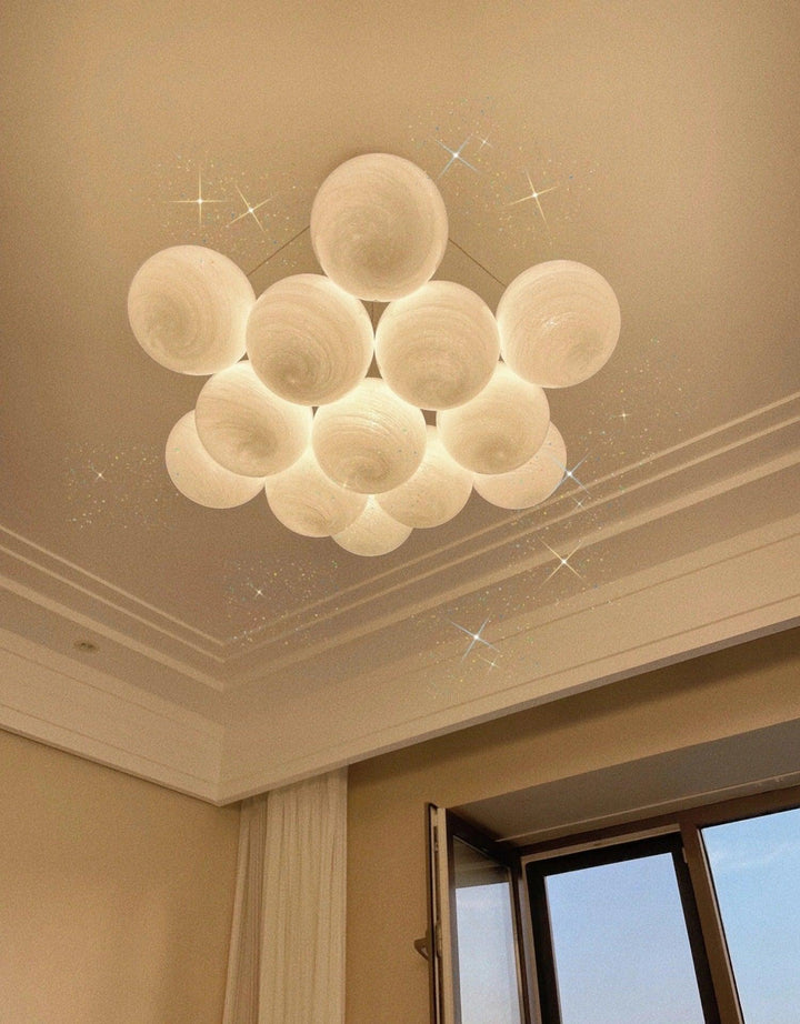 Lustra Chandelier en Verre avec Guirlande en Verre Dépoli - Neutralighting