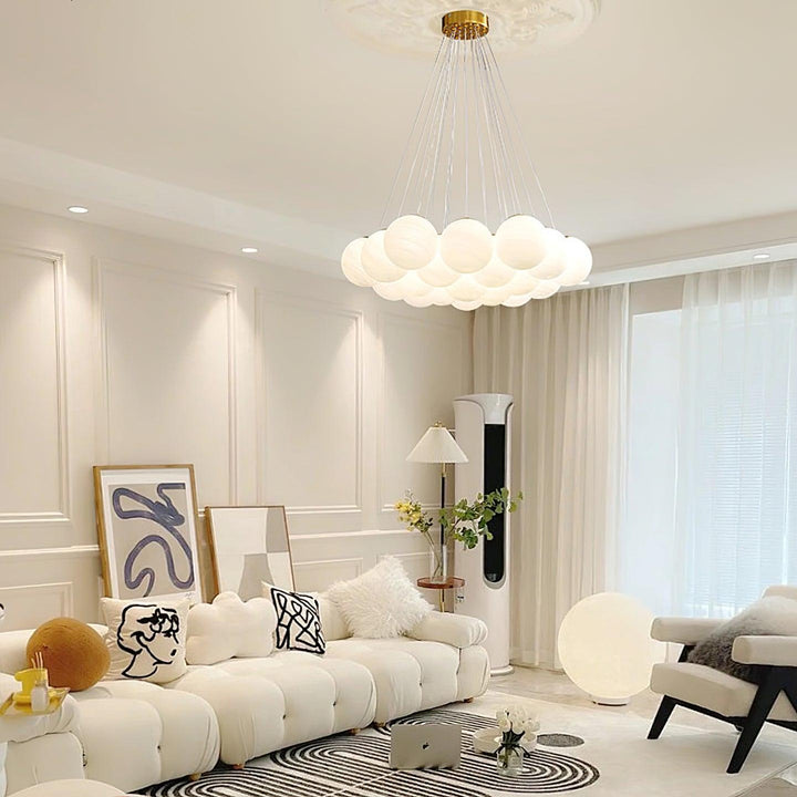 Lustra Chandelier en Verre avec Guirlande en Verre Dépoli - Neutralighting