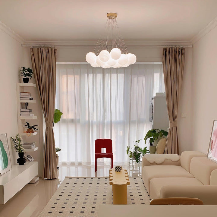 Lustra Chandelier en Verre avec Guirlande en Verre Dépoli - Neutralighting