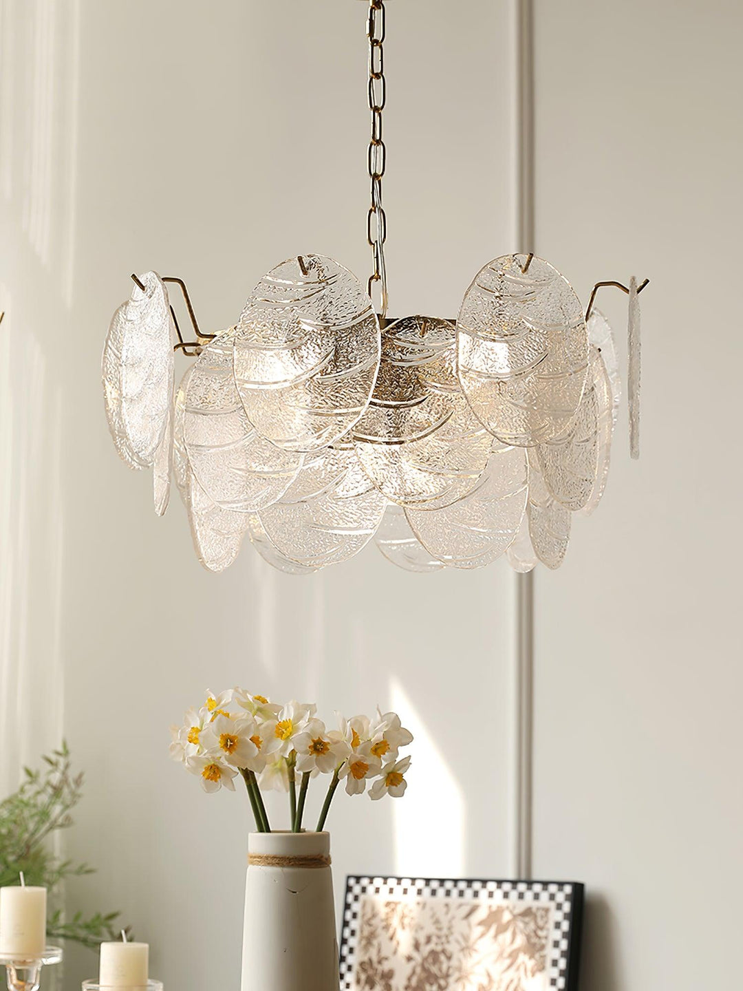 Lustra Chandelier Disque en Verre Doré - Neutralighting