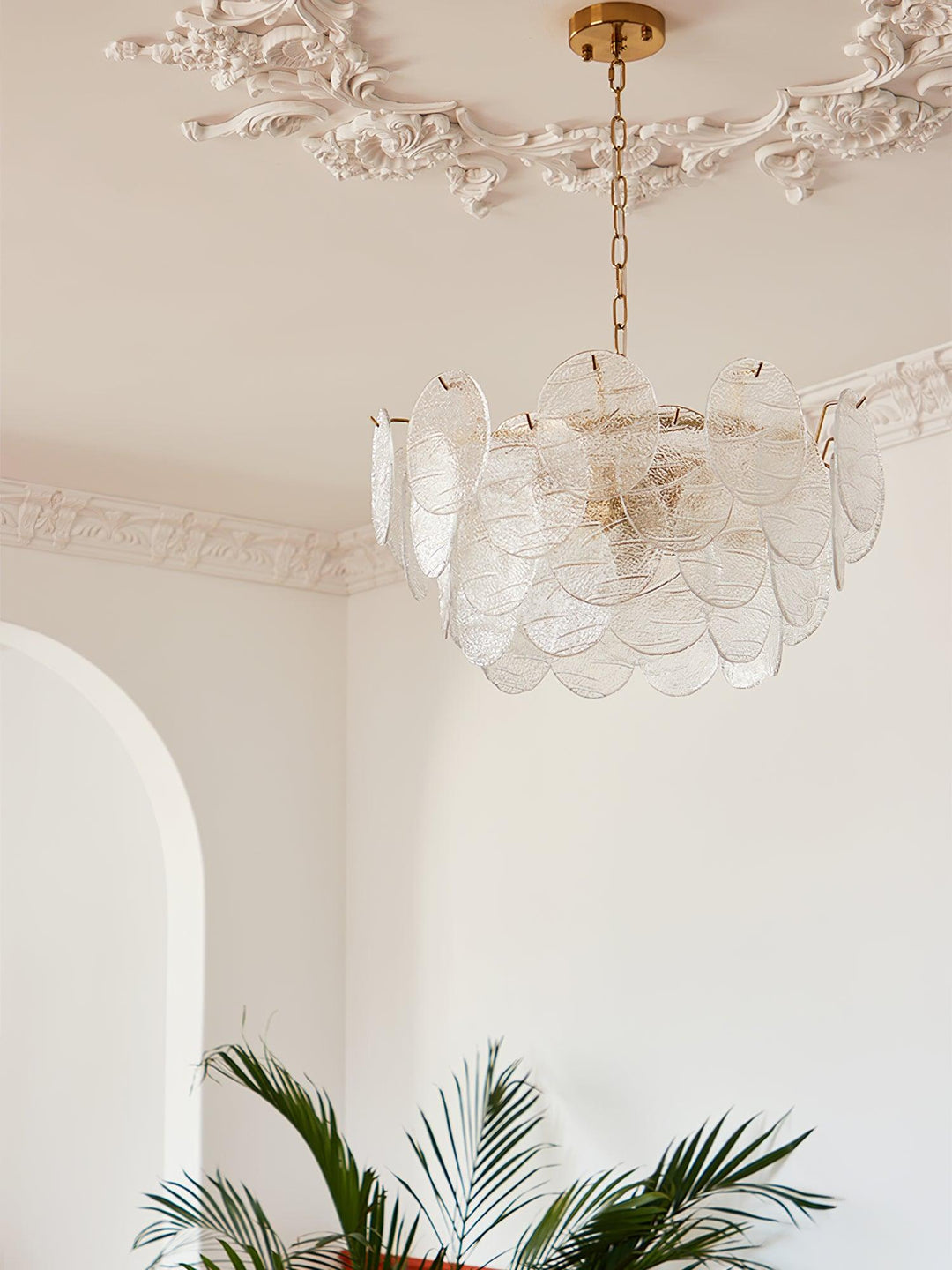 Lustra Chandelier Disque en Verre Doré - Neutralighting